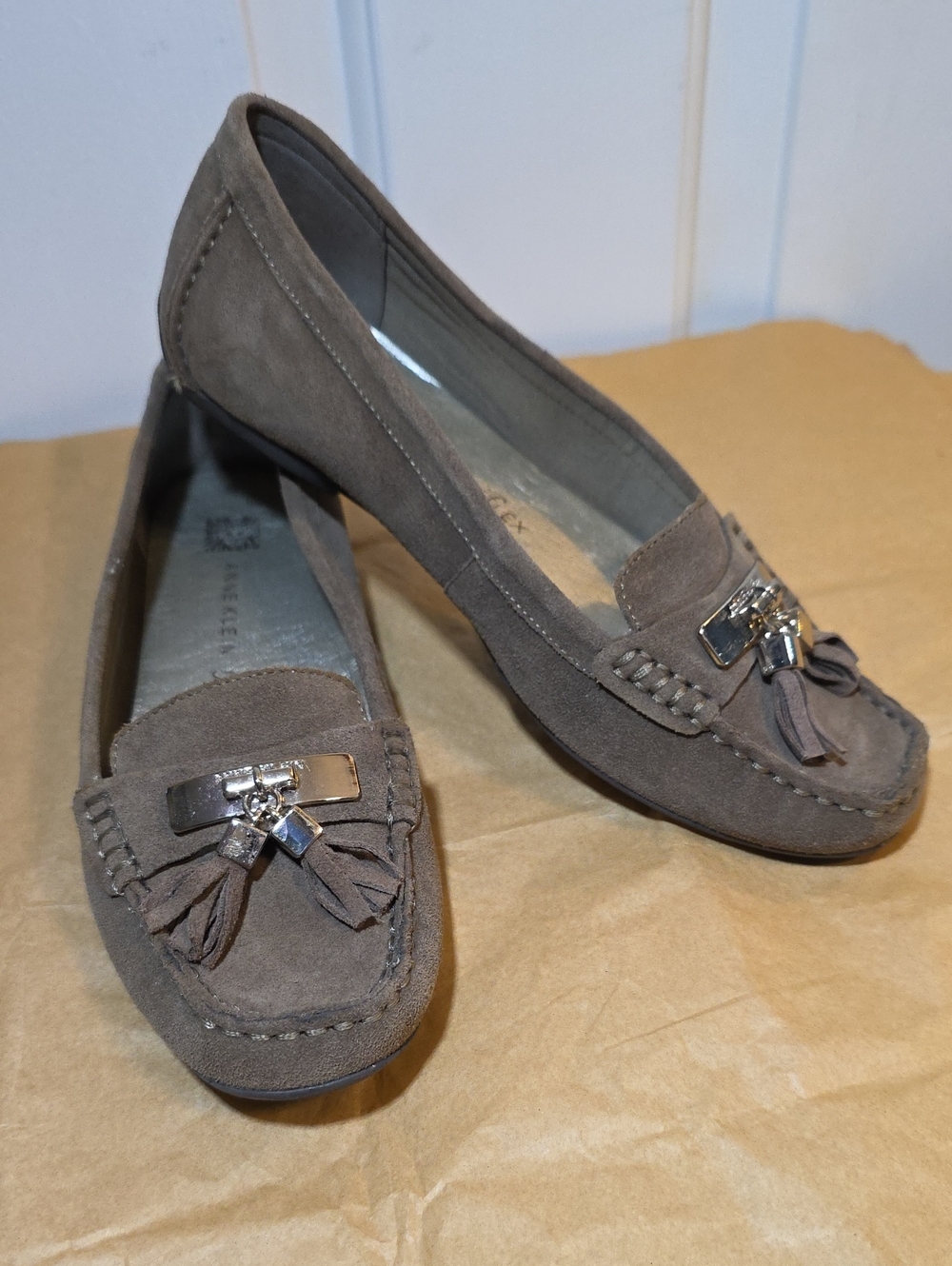 Anne Klein Brown Suede Tassel Loafers